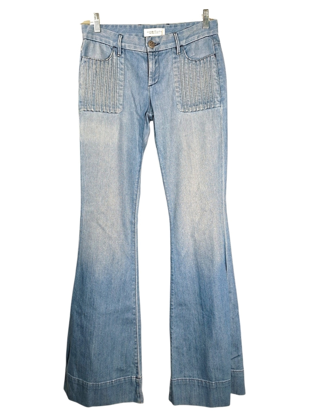 Habitual Low Rise Denim Hannah Flare Jeans Size 27 Fits 31x35 Light Wash Hippie
